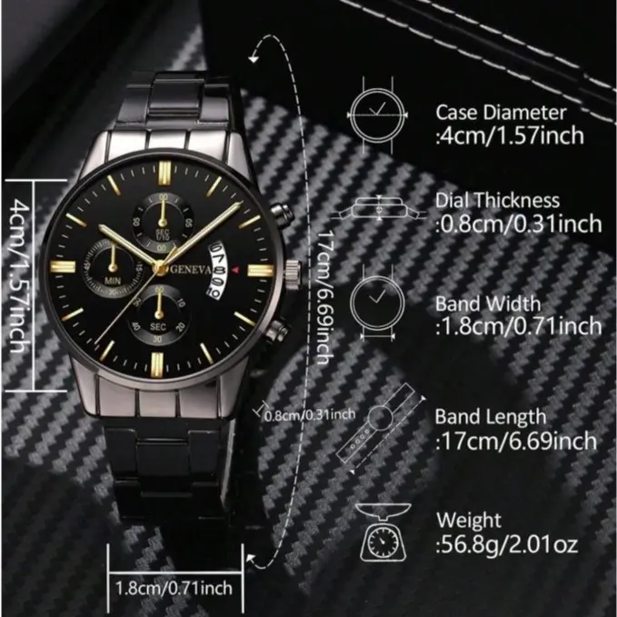 Men Quartz Watches, Men's fashion luxury casual watch,waterproof Quartz wristwatch for men gold strap 8