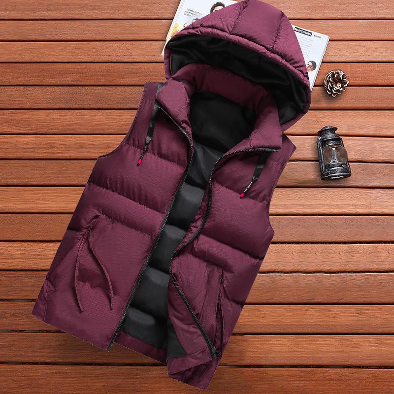 Product Introduction of Slim Fit Warm Hooded Vest for Women, Pure Color Womenswear Black 1