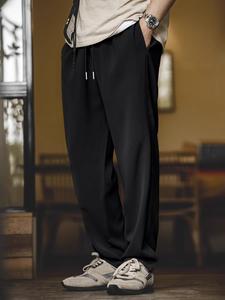 Men's Solid Color Straight Leg Pants, Loose Casual Comfy Breathable Trousers for Summer, Men's Bottoms for Daily Wear