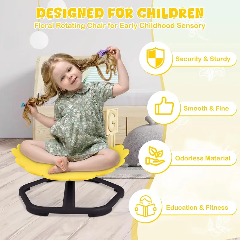 Sensory Spinning Chair for Kids, 360° Swivel Seat, Autism & ADHD Wobble Chairs, Sensory Balance Toys for Vestibular Training, Body Coordination Training, Relief Motion Sickness, Friendly for Kids 3+ 2