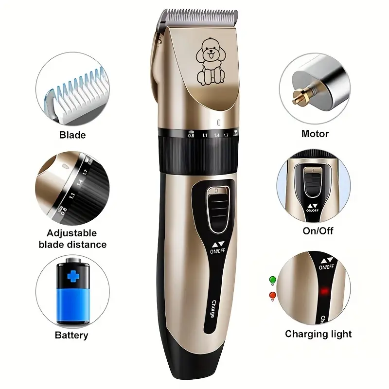 Electric Dog Clippers, 1 Set Rechargeable Cordless Low Noise Hair Clipper Set with Accessories For Dogs, Cat, Horse and Other Pets, Professional Dog Grooming Clipper Suitable for Thick Coats-Next Day Delivery