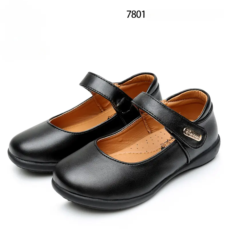 Children's Students Leather Shoes Princess Shoes Girls Black White Bowknot School Ceremony Performance Kids Little Leather Shoes 2