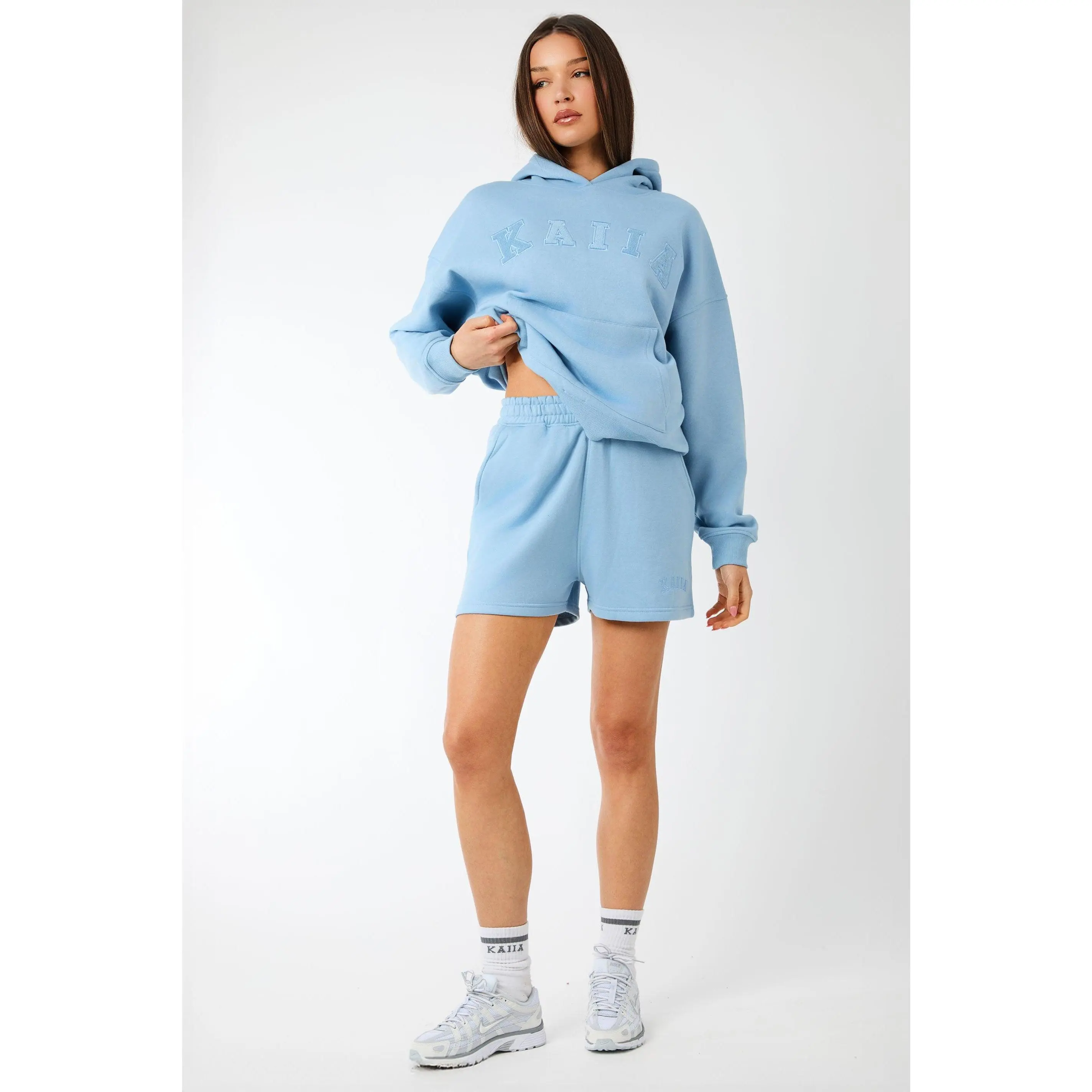 Kaiia Logo Sweat Shorts Steel Blue