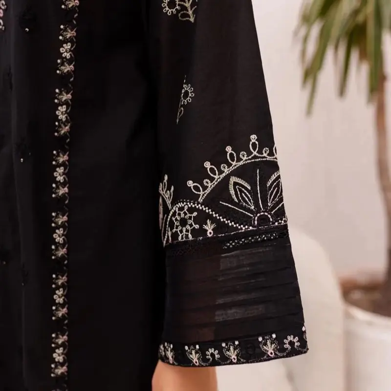 SilayiPret Lawn Embroidered 2PC Summer Dress Black - 1004 3