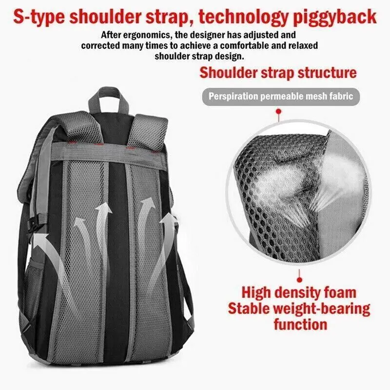40L Large Waterproof Backpack Bag Camping Walking Hiking Outdoor Travel Rucksack 8