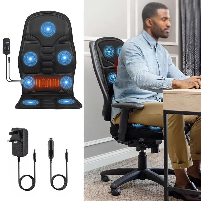 8 Modes Massage Cushion Full Back Car Chair-Seat Pad Mat Neck Heat Massager UK 4