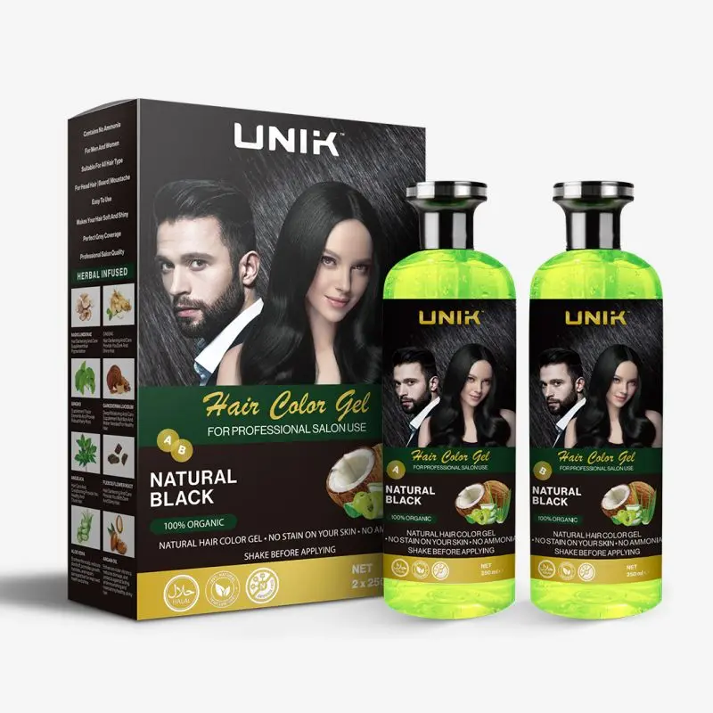 Unik Professional Hair Color Gel x2 250ml - Black or Dark Brown - Shampoo, Conditioner, Haircare, Salon 2