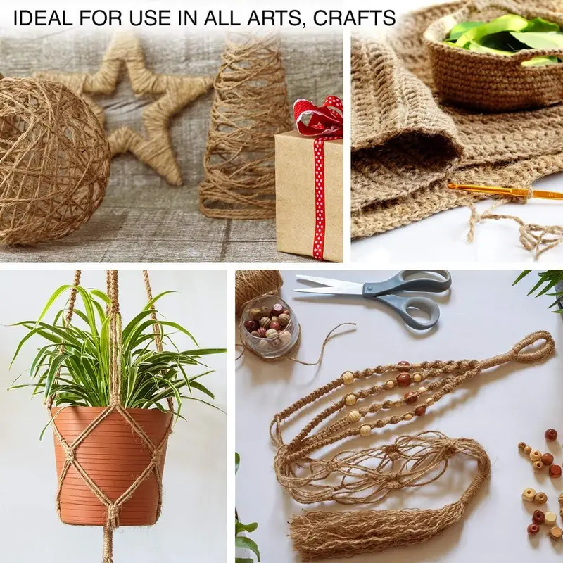 Jute Twine Biodegradable Garden Twine - 333 Feet / 101m Jute String, 3 Ply 2mm Thickness Jute Rope for Decoration, Garden, Floristry, DIY Arts, Bundling, Crafts & Wrapping - Brown 3