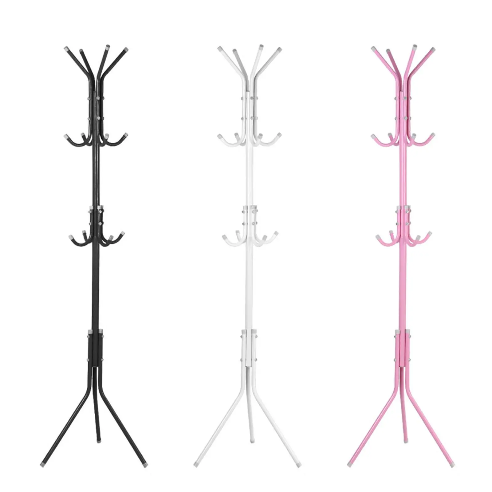Metal Coat & Hat Rack Tree Stand Organizer for Clothes, Bags, and Hats - 10 Hooks - Black