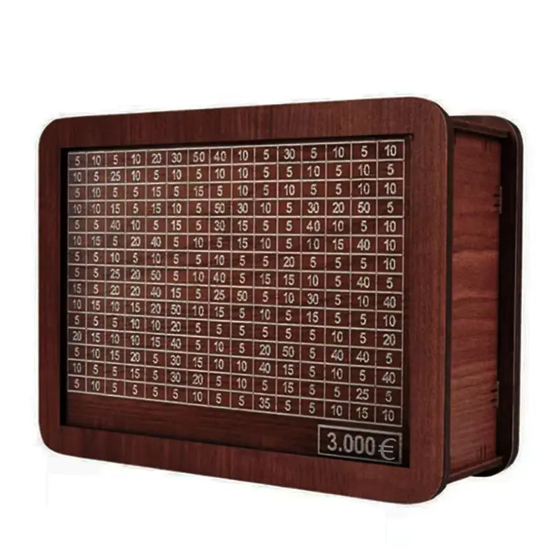 1000/2000/3000/5000/10000 Euro Money Box Wooden Piggy Bank Money Vault Savings Box Challenge Cash Storage Case 8