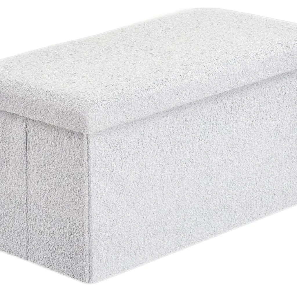 Luxury Teddy Boucle Storage Box with Lid in Blush Pink, Silver, Black & White - Available in 2 Sizes Organiser Decor Decorative Lightweight Room
