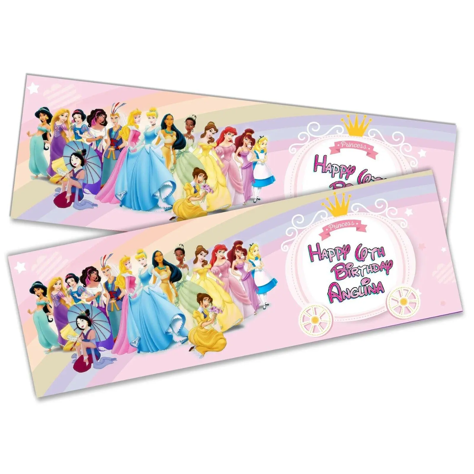 x2 Personalised Birthday Banner Princess Children Party Decoration Poster 20