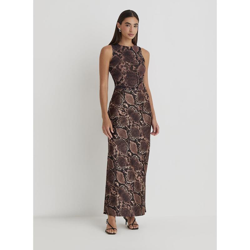 Snakeskin Satin Maxi Skirt- Novah 2