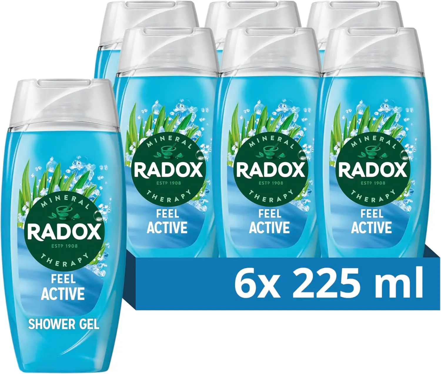 Mineral Therapy Feel Active Shower Gel with Sea Salt & Lemongrass Scent - 225ml (Pack of 6) Visit the Radox Store Body Care Comfort