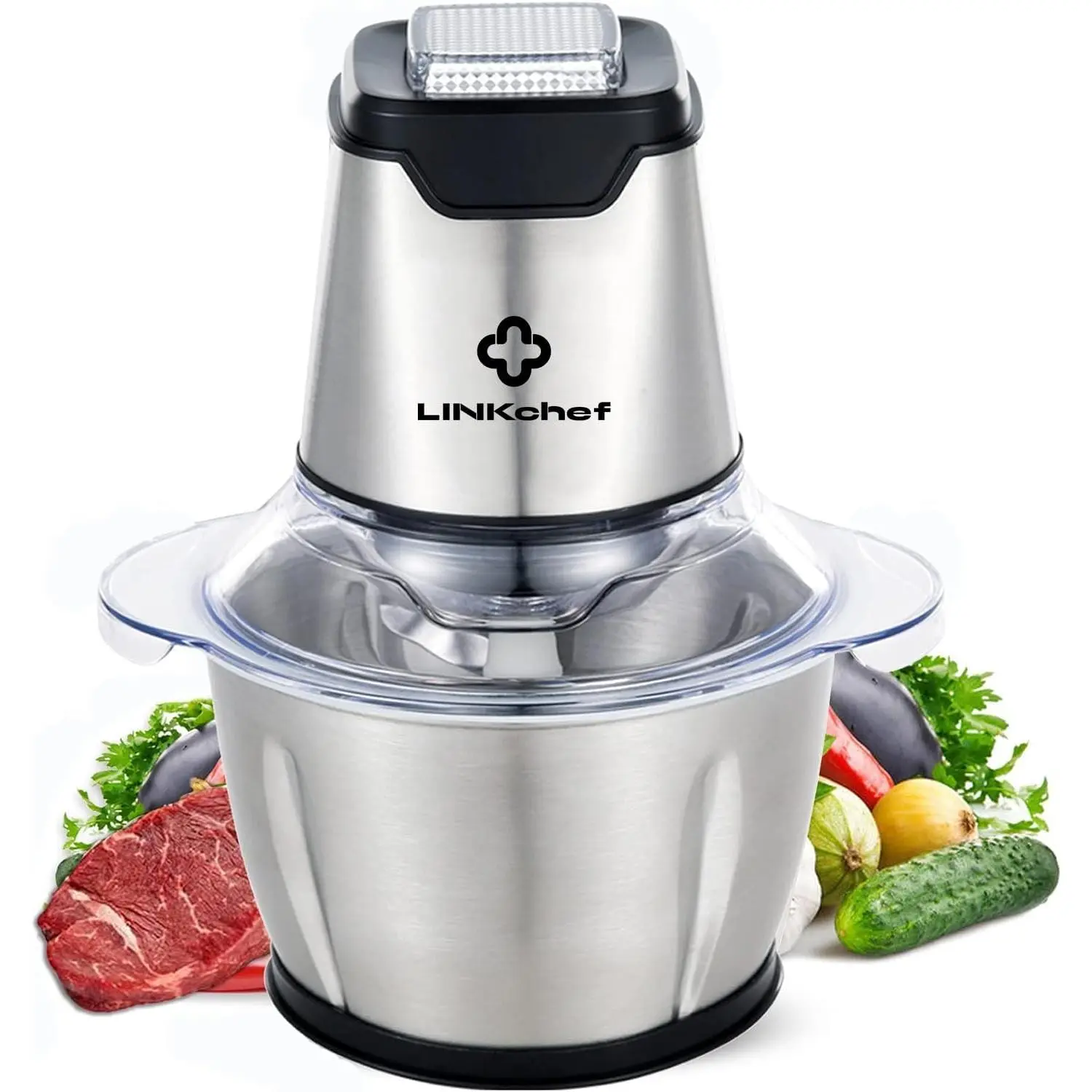 400W Mini Food Processor Vegetable Chopper 1.2L Stainless Steel Bowl, Meat Grinder with 4 bi-Level Blades for Meat Vegetable Fruit smoothie  maker