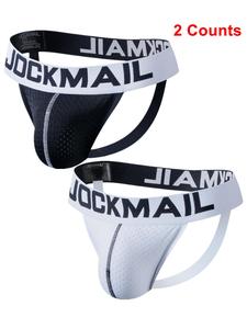 Lgbtq+ Men's Letter Print Tape Jockstrap, Breathable Comfortable Thong for Daily Wear, Fashion Men's Sexy Underwear for All Seasons, Undergarments