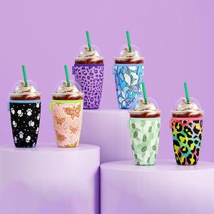 Milk Tea Cup Holder Cover Set, 3 Counts/set Mixed Size Foldable Cup Sleeve with Easy-grip Handle, Drinkware Accessories for Home Office Outdoor Camping, 【without Cup】