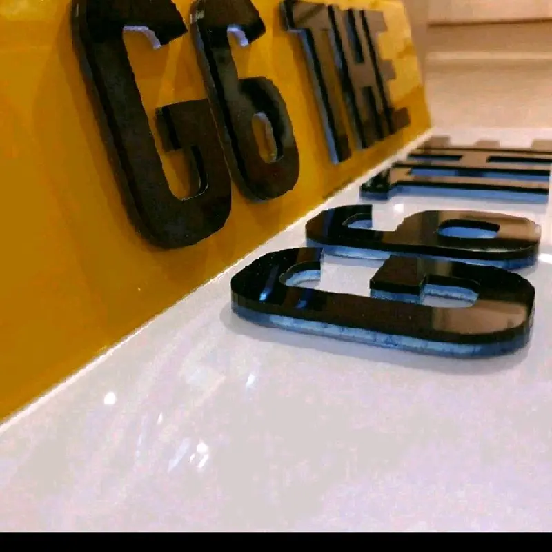 6mm Neon Blue and Black 4D Car Number Plates 3