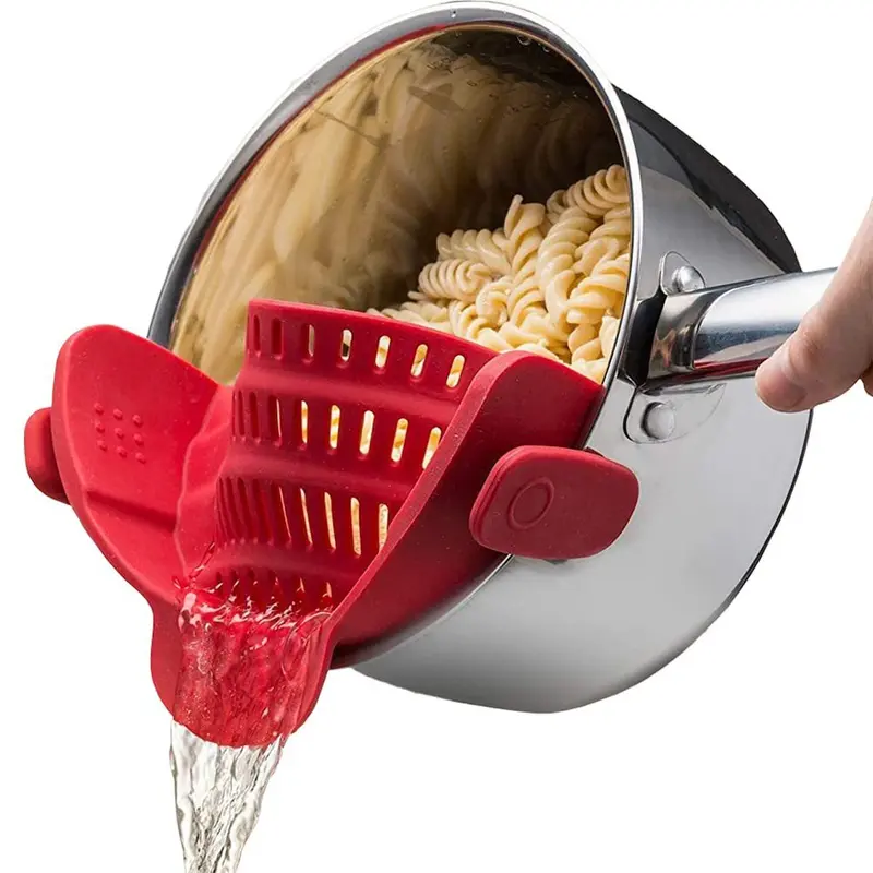 Silicone Pot And Pasta Strainer, 1 Count AdjustableSilicone Clip On Strainer Clamp, Kitchen AccessoriesGadgets for The Home, Kitchen Gadgets, HalloweenParty Use 6