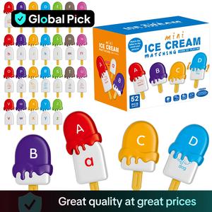 Ice Cream Shaped Alphabet Letters Matching Toy, 52pcs/set Colorful Fun Number Counting Blocks, Learning Toy, Fine Motor Skills Toys, Sensory Toys, Fidget Toys for Kindergarten Boy, Math Learning Blocks, Visual Learning Tools, Learning Materials