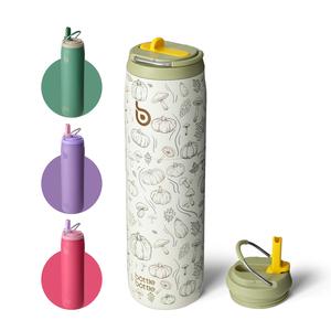 BOTTLE BOTTLE Stainless Steel Water Bottle with Straw Lid and Handle 32 oz Insulated Cup for Sports Travel Gym Hiking Leak-Proof Wide Mouth Water Bottles for Men and Women Pink Sunset