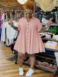 【Plus Size】 Solid Color Dress, Plus Casual Dress for Daily Wear, Women Plus Clothing for All Seasons