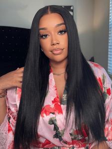200% Density Lace Front Straight Wig, Human Hair Wigs with Baby Hair, 5x5 Lace Closure Wigs, Natural Black Pre Plucked Lace Closure Wigs for Women Girls Daily Party
