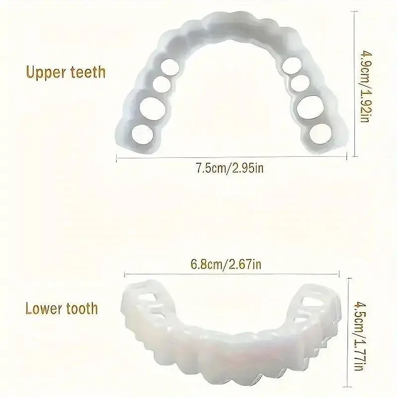 2pcs Comfortable And Flexible White Denture Veneers With Upper And Lower Denture Accessories, Unisex, Easy-to-Wear Dental Accessories - The Ultimate Denture Veneer Solution To Boost Your Confidence Oral 5