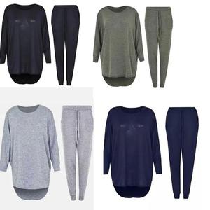 Findfashion Women's High Low 2-Piece Loungewear Set Oversized Long Sleeve Top And Drawstring Jogger Pants For Ladies