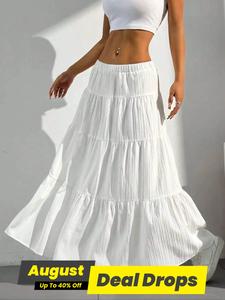 Women's Solid Color Skirt, Casual Fashion Long Skirt for Daily Wear, Ladies Bottoms for All Seasons,  Skirtswomen