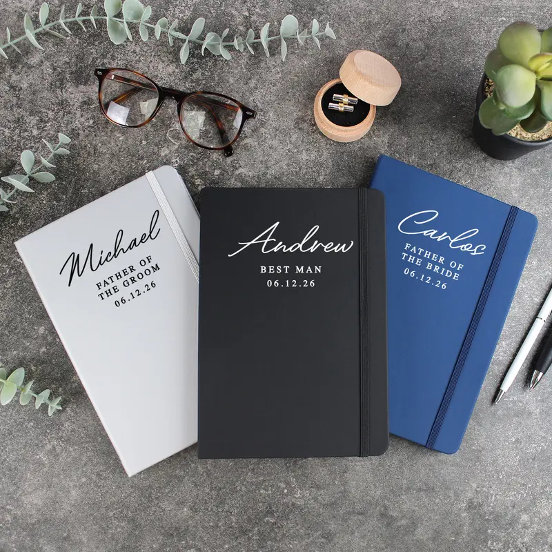 Personalised Wedding Speech Book for Best Man, Father of the Bride Groom - Black A5 Lined Notebook 0