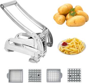CROWNSHOP Chopper Cutter Slicer Potato Chipper Chip Maker 2 Stainless Steel Sharp Blades 36/64 Holes French Fry Cutter Easily Removable or use with Air Fryer