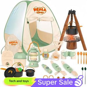 Outdoor Camping Adventure Role-playing Toy Set, 1 Set Portable Multifunction Outdoor Adventure Toy, Outdoor Interactive Props, Funny Camping Tent Toy, Fidget Toys Playhouse, Round Dinner Plate, Canvas, Kids Toys, Outdoor Playset, Outdoor Play Equipment