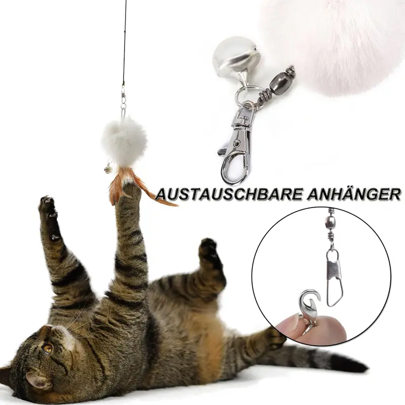 Cat Toys, Cat Feather Toys, Interactive Cat Teasers Wand Toys 6Pcs, Cat Toys for Indoor Cats Adult Kitten 4
