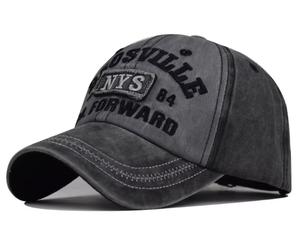 Four Seasons Men Baseball Cap Casual Distressed Washed Cotton Letter Embroidered Cap Bent Brim Dome Casual Sun Protection Hat