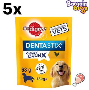 5 x 68g Pedigree Dentastix - Chewy Chunx Maxi - Dog Treat for Large Dogs - Chicken Flavour