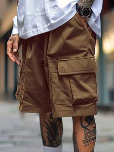 Men's Solid Flap Pocket Cargo Shorts, Loose Casual Fashion Breathable Shorts for Summer, Men's Bottoms for Daily Wear