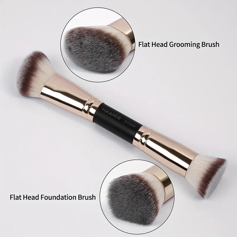 2 Contour Foundation Make-up Brushes, Easy To Carry, Suitable for Travel, BB Cream Application, Women's Gift Double Head Foundation Make-up Powder Blusher Brush, Two Three Color Soft Hair Beauty Tools, Face Repair Brush, Powder Brush, Makeup Brush 6