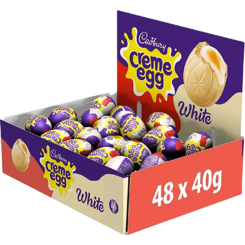 Cadbury White Chocolate Creme Egg 40g (Box of 48) - Delicious Snack for Dessert