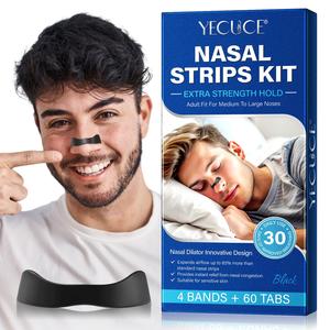 Nasal Strips Kit, 4 Bands & 60pcs Nasal Tabs, Extra Strength Nasal Strips for Better Sleep, Suitable for All Skin Types