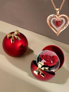 Heart Shaped Pendant Necklace with Gift Box & Bag & Card, Rhinestone Decor Necklace for Women for Gift, Trendy All-match & Exquisite Jewelry for Birthday Gift, Valentine's Day, Gift for Her