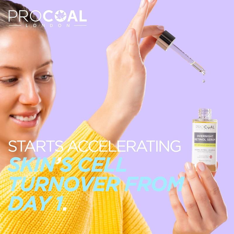 Procoal Overnight Retinol Serum High Strength 30ml - Vegan & Cruelty-Free Face Concentrate with Bisabolol & Paracress Extract - Skincare 2