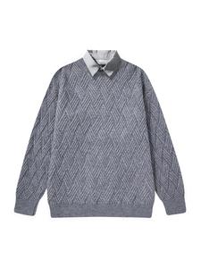 Men's 2 IN 1 Solid Color Sweater, Casual Comfy Long Sleeve Collared Jumper for Fall & Winter, Fashion Men's Knitwear for Daily Wear