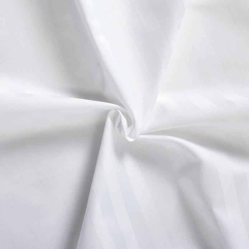 White Stripe Fitted Sheet King Size – Soft Polycotton Satin Stripe, Breathable & Wrinkle-Free Bed Sheet, Hotel Quality Bedding 2