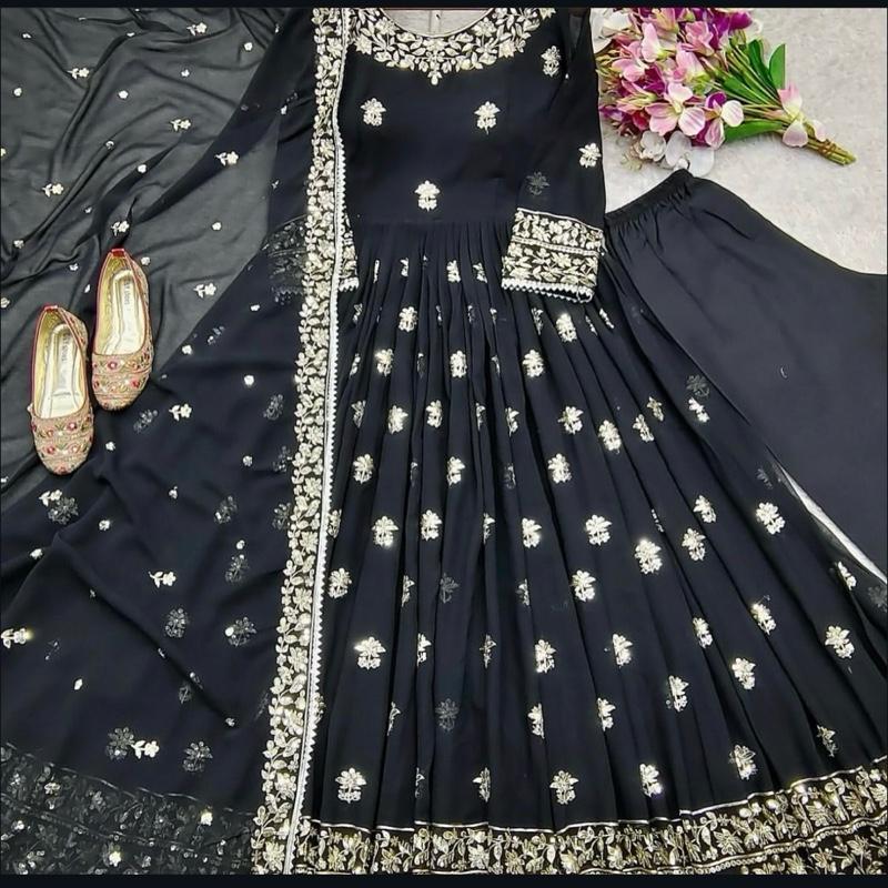 Black anarkali dress Womenswear Casual Long Sleeves 2