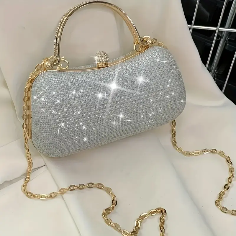 Mini Fashion Evening Bag, Chain Crossbody Bag Shining Evening Bag, Carnival Wedding Music Festival Fashion Rhinestone Clutch Handbag 4