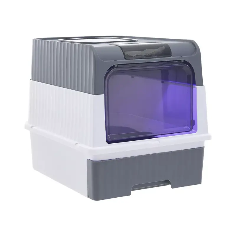 Large Cat Litter Box Hooded Litter Tray Drawer Sterilize Deodorize Self Cleaning 5