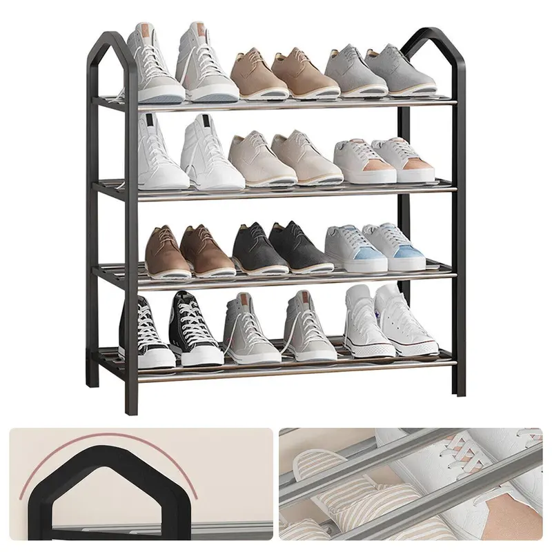 Black Metal Shoe Rack Bracket Organiser - New, Lightweight & Stable Storage Shelves for UK Homes 1