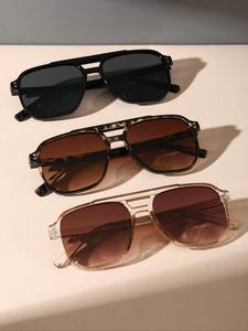 Vintage Ombre Tinted Lens Fashion Sunglasses, Classic Aviator Sunglasses for Everyday Use, Versatile Modern Brown Sunglasses for Men and Women, Travel Accessories, Couples, Trendy Casual Sunglasses