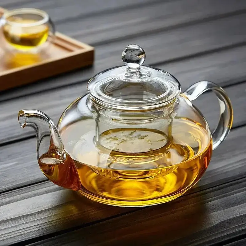 High Borosilicate Glass  Flower Teapot Set: Heat-Resistant, Filterable, 400ml/1000ml" Fruit Cup 0